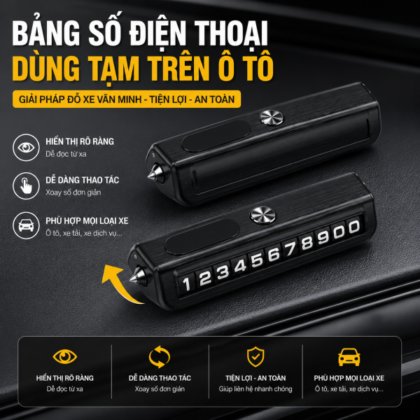 Bảng Số Điện Thoại Để Trên Ô Tô Xoay Ẩn Hiện Số Cao Cấp