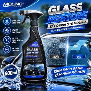 Dung Dịch Tẩy Ố Kính Molino Glass Restore 600ml – Làm Sạch Cặn Ố, Màng Bám, Giúp Kính Trong Rõ Hơn